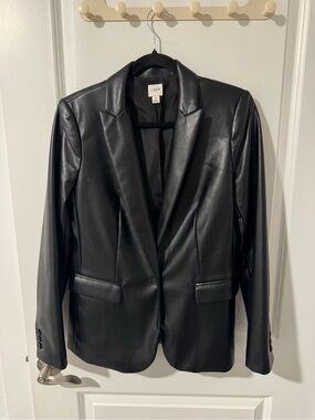 J.CREW, FAUX LEATHER BLAZER